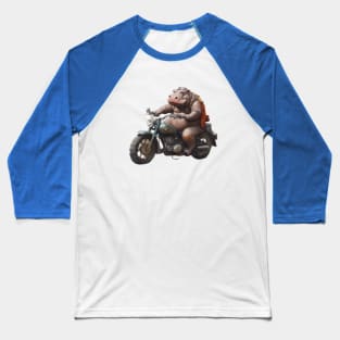 Hippo Bike Rider Baseball T-Shirt